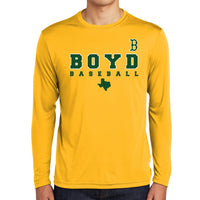 CLEARANCE - Boyd Baseball Practice Long Sleeve Tshirt - Gold